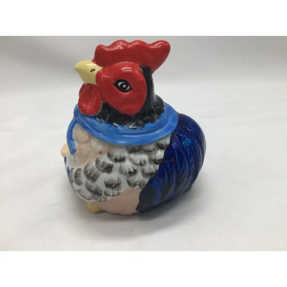 Ceramic Chicken Creamer Sugar Bowl Hand Painted Vintage Cottage Kitchy Farmhouse - Picture 8 of 14